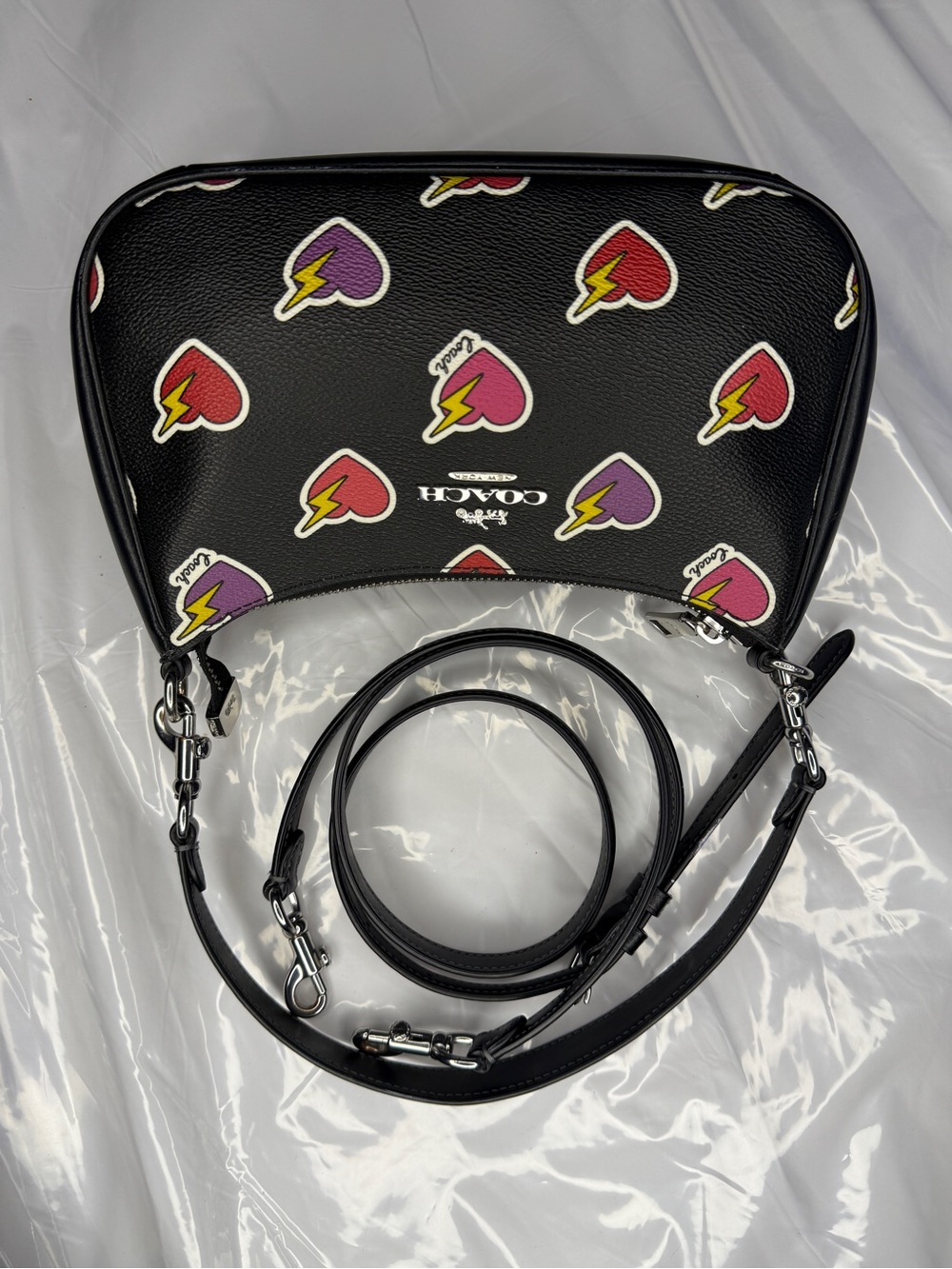 COACH Teri Shoulder bag - Black Heart Lightning Print Crossbody Bag